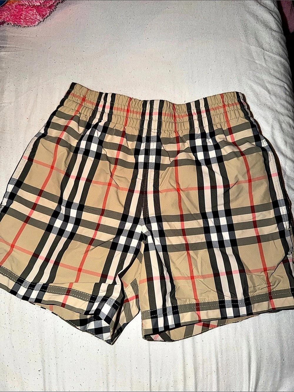 Burberry Vintage Check Swim Trunks Boys 4T Beige & Black